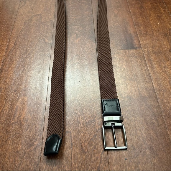 Tommy Bahama Men’s Brown Webbed Belt with Black Leather Trim, Size Large/XL - Picture 4 of 9